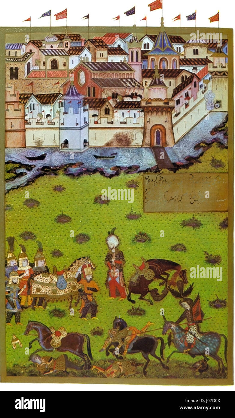 Le *siège de Temesvár* (1552) fut une bataille cruciale pendant les guerres ottomane-Habsbourg. Cette œuvre d'art capture le conflit militaire entre les forces ottomanes et les Habsbourg, mettant en valeur les tactiques intenses de guerre de siège. Banque D'Images