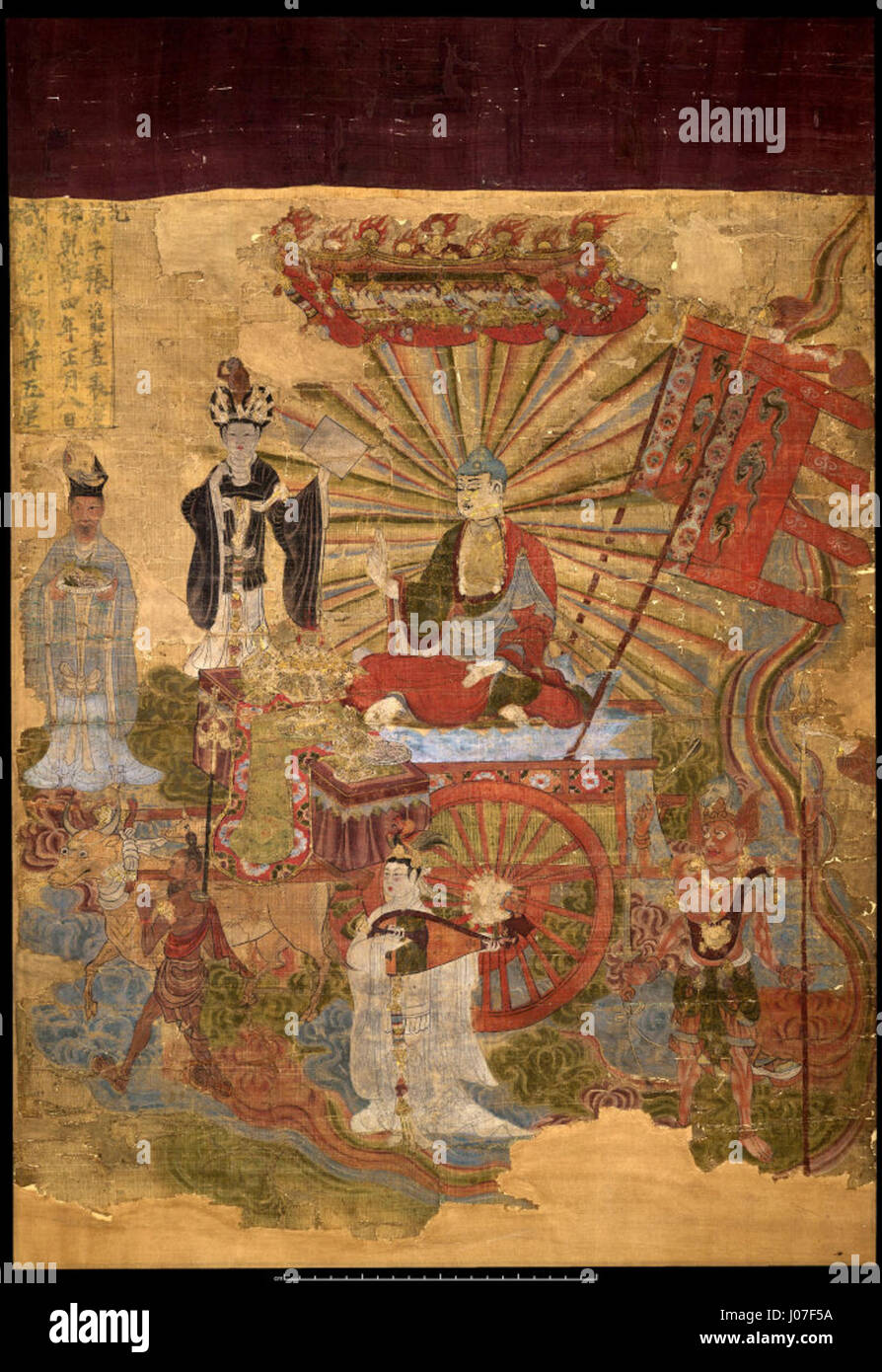 Tejaprabha Buddha and the Five Planets de Chang Huai-hsing illustre un thème bouddhiste, mêlant symbolisme cosmique et imagerie spirituelle, reflétant les religions traditionnelles d'Asie de l'est Banque D'Images
