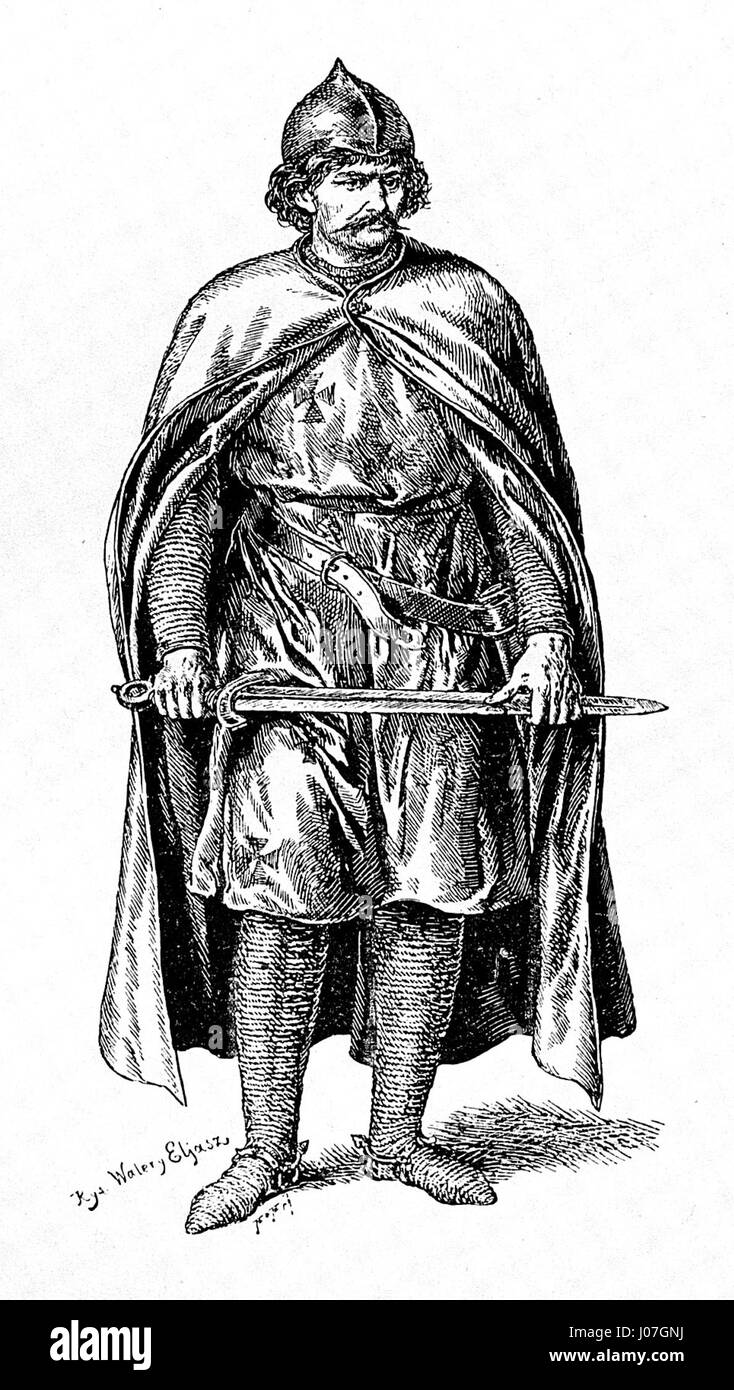 'Władysław II' de Walery Eljasz-Radzikowski est un portrait du monarque polonais, mettant en valeur la tenue royale et la dignité royale du roi. La peinture représente un portrait polonais du XIXe siècle avec un accent sur le statut noble. Banque D'Images