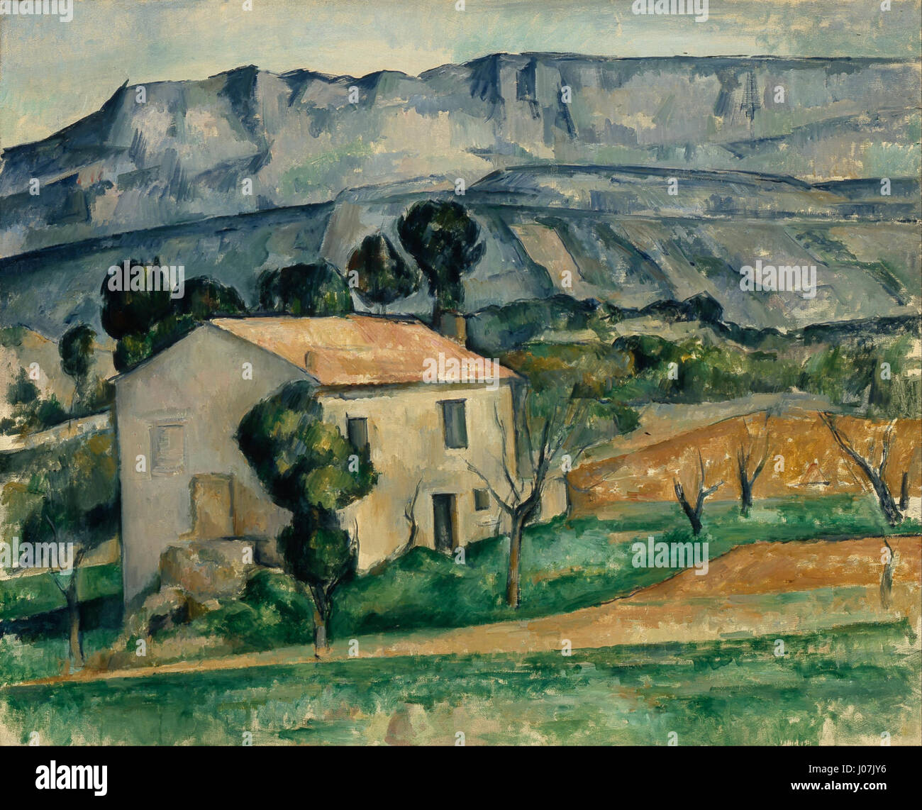 Ce titre fait référence à une peinture de Paul Cézanne intitulée « Maison en Provence », représentant une scène rurale dans la région de Provence, en France. L'œuvre met en valeur le style caractéristique et la composition paysagère de Cézanne. Banque D'Images