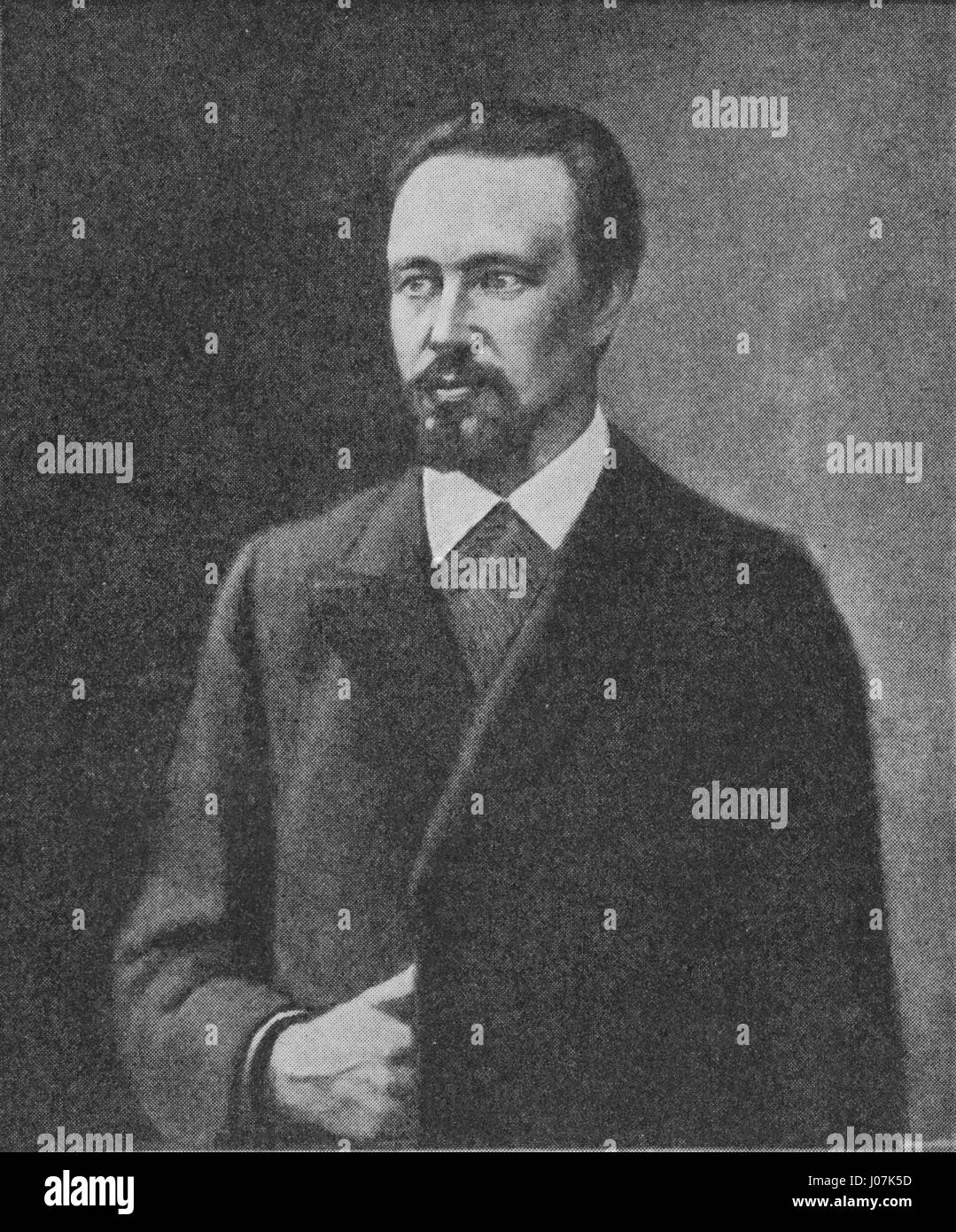 Ce portrait en noir et blanc de Mikael Soininen par l'artiste finlandais Eero Järnefelt est un exemple frappant de la capacité de Järnefelt à transmettre profondeur et caractère à travers une palette monochrome, en se concentrant sur les traits et expressions du sujet. Banque D'Images