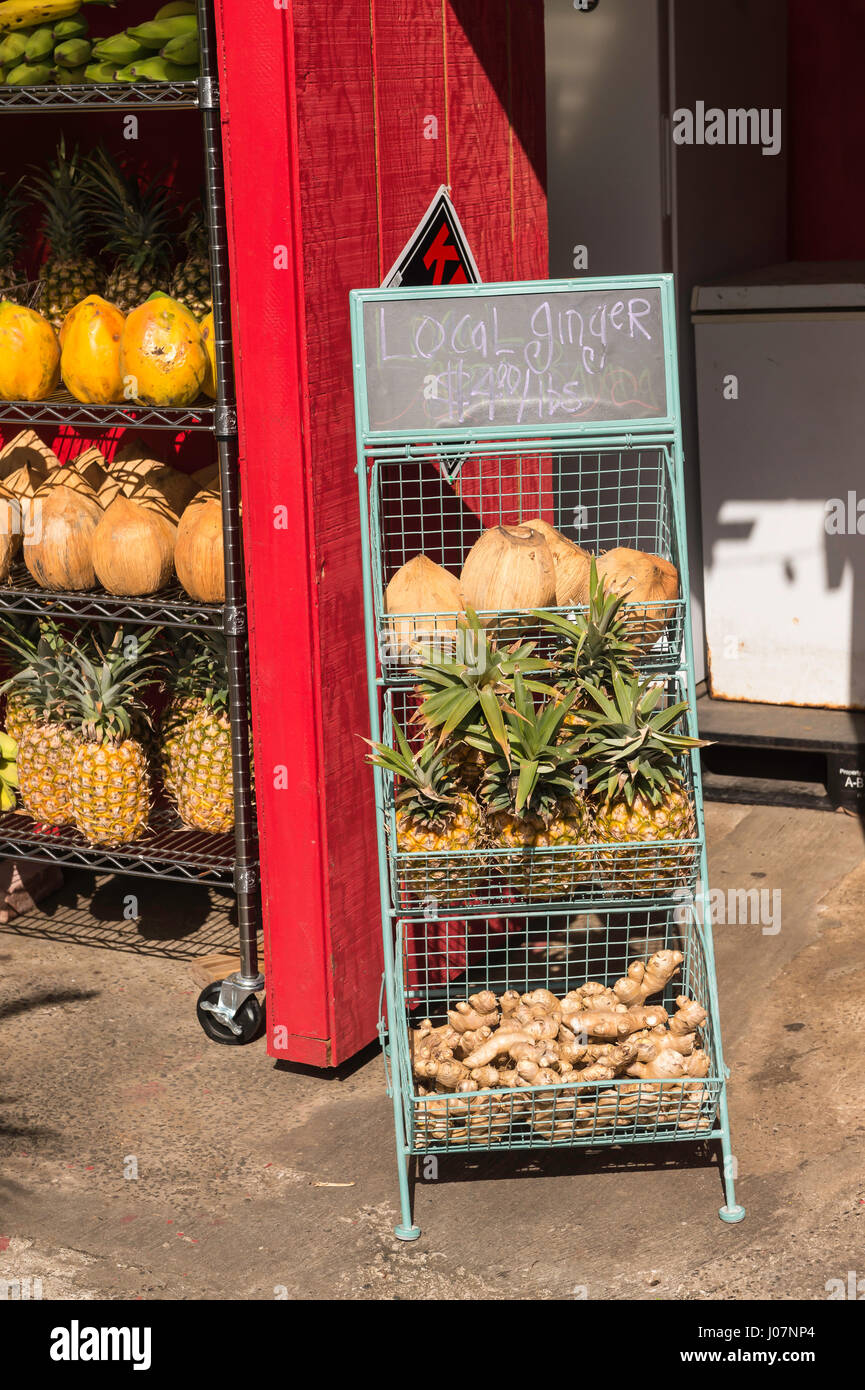 Stand de fruits frais, d'Hanalei, Kauai, Hawaii, USA Banque D'Images