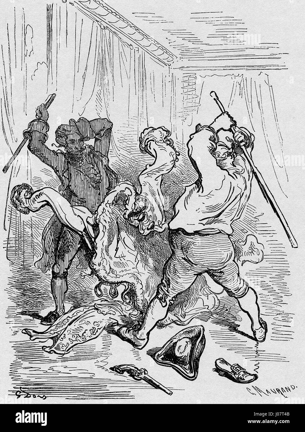 Illustration de Paul Gustave Doré pour Baron von Münchhausen, créée en 1862, une œuvre de l'artiste et graveur français. Banque D'Images