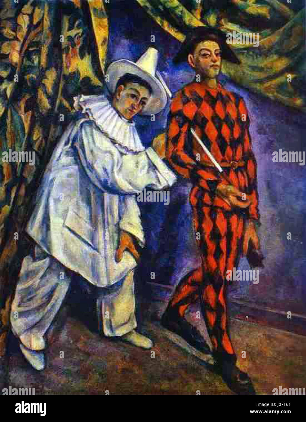 Paul Cézanne- Pierrot et Arlequin Banque D'Images