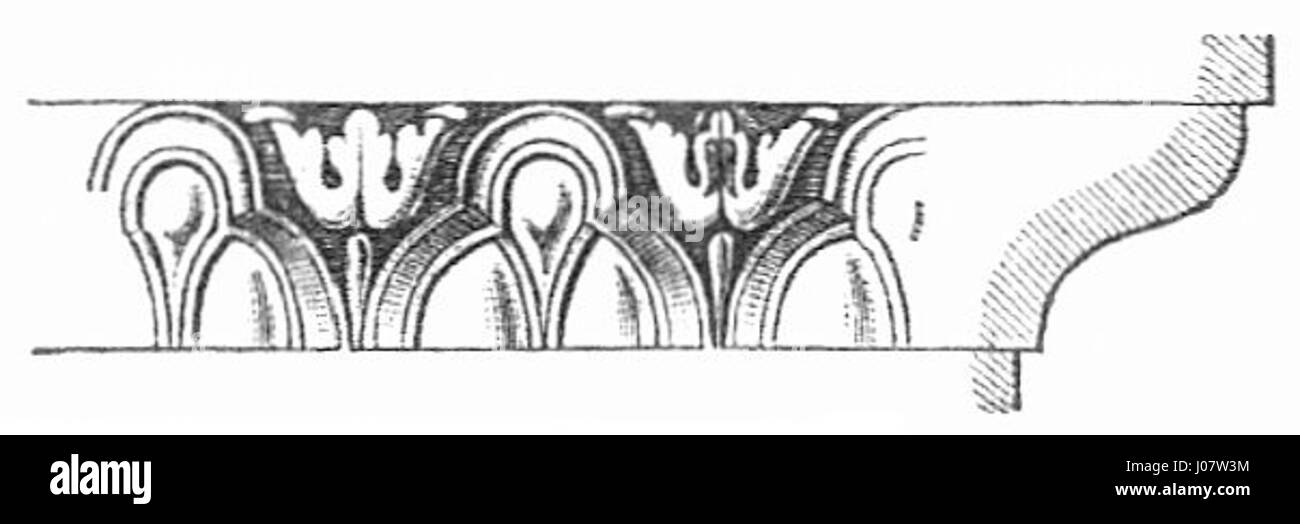 'Römisches Kyma' fait référence à un élément décoratif architectural romain, avec une frise sculptée avec des motifs complexes et des styles classiques couramment trouvés dans les structures romaines. Banque D'Images