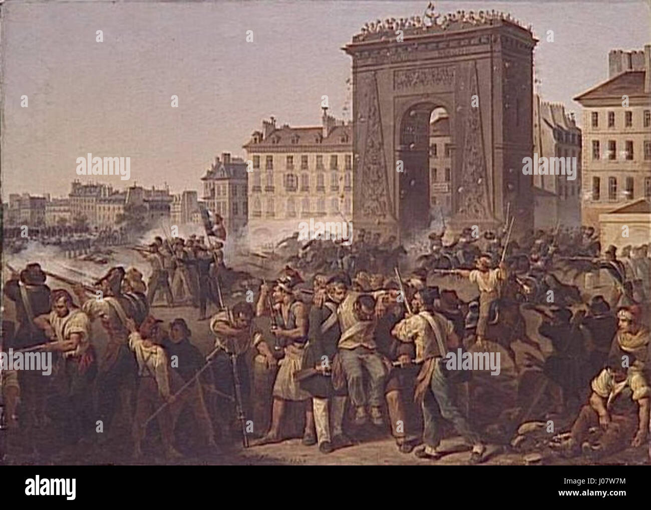 Révolution de 1830 - Combat de la Porte Saint-Denis - 28.07.1830 Banque D'Images