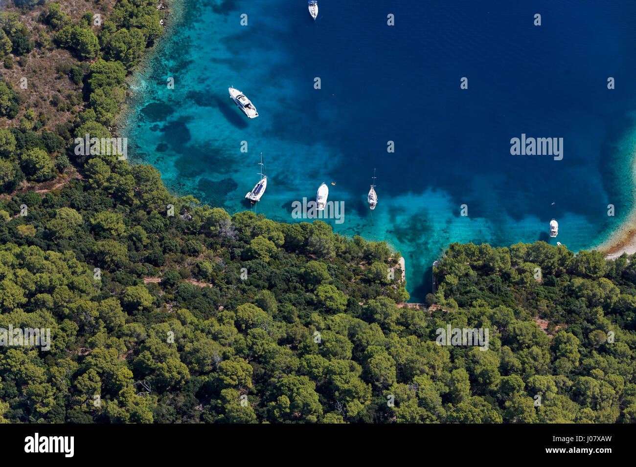 Vue aérienne de l'île de Lastovo, Croatie Banque D'Images