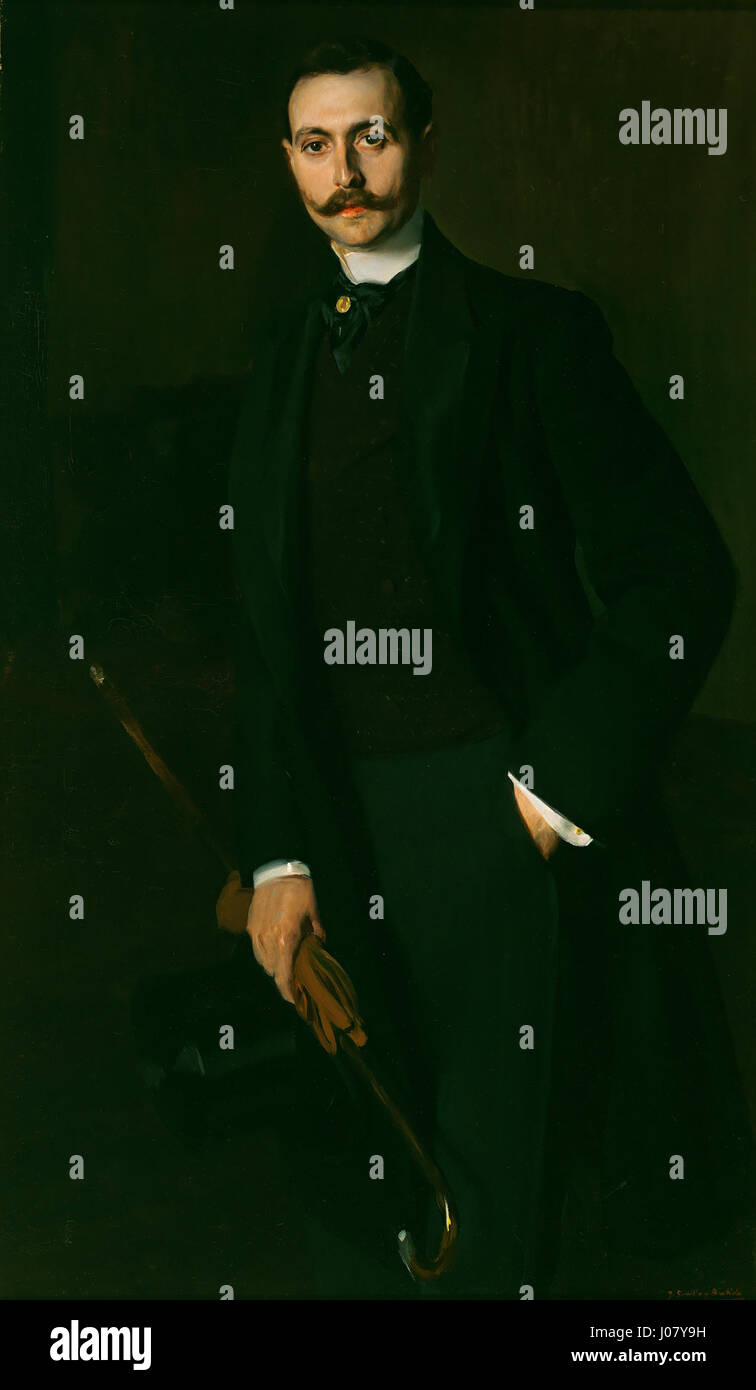 « Retrato de Aureliano de Beruete y Moret » de Joaquín Sorolla est un portrait du critique d’art et peintre espagnol Aureliano de Beruete. Le style lumineux de Sorolla et son portrait sensible reflètent la stature intellectuelle et artistique de son sujet. Banque D'Images