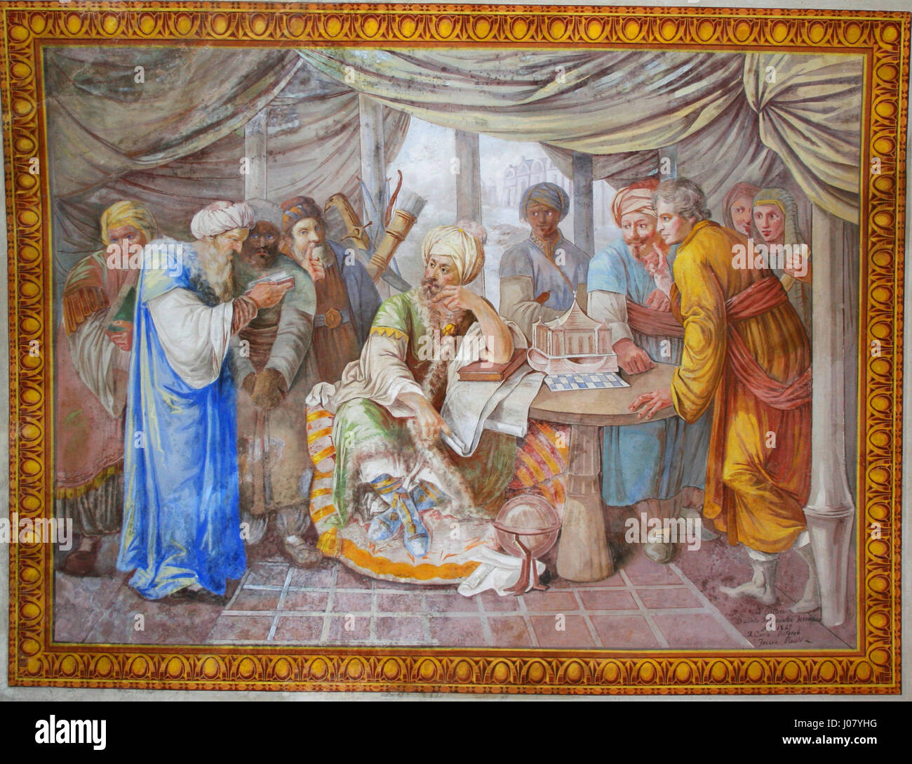 Cette scène montre Rodolfo Acquaviva dans une discussion avec un grog magnat, dépeignant un échange historique ou fictif entre un personnage et une figure puissante du commerce. Le dialogue explore probablement les thèmes du pouvoir, du commerce et de l'influence. Banque D'Images