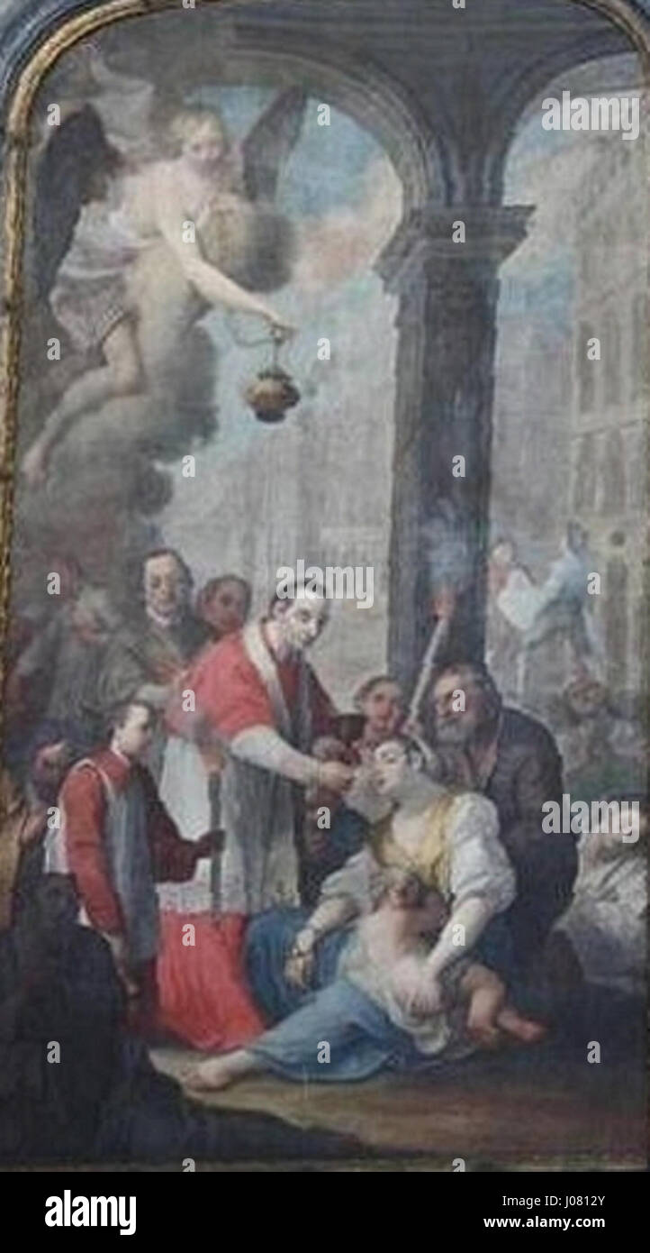 L'autel de San Carlo Borromeo à l'église Saint-Étienne est un exemple frappant de baroque religieux compris L’autel présente des sculptures complexes et une représentation artistique de Saint Carlo, soulignant son rôle dans la contre-réforme et la dévotion religieuse de l’église. Banque D'Images