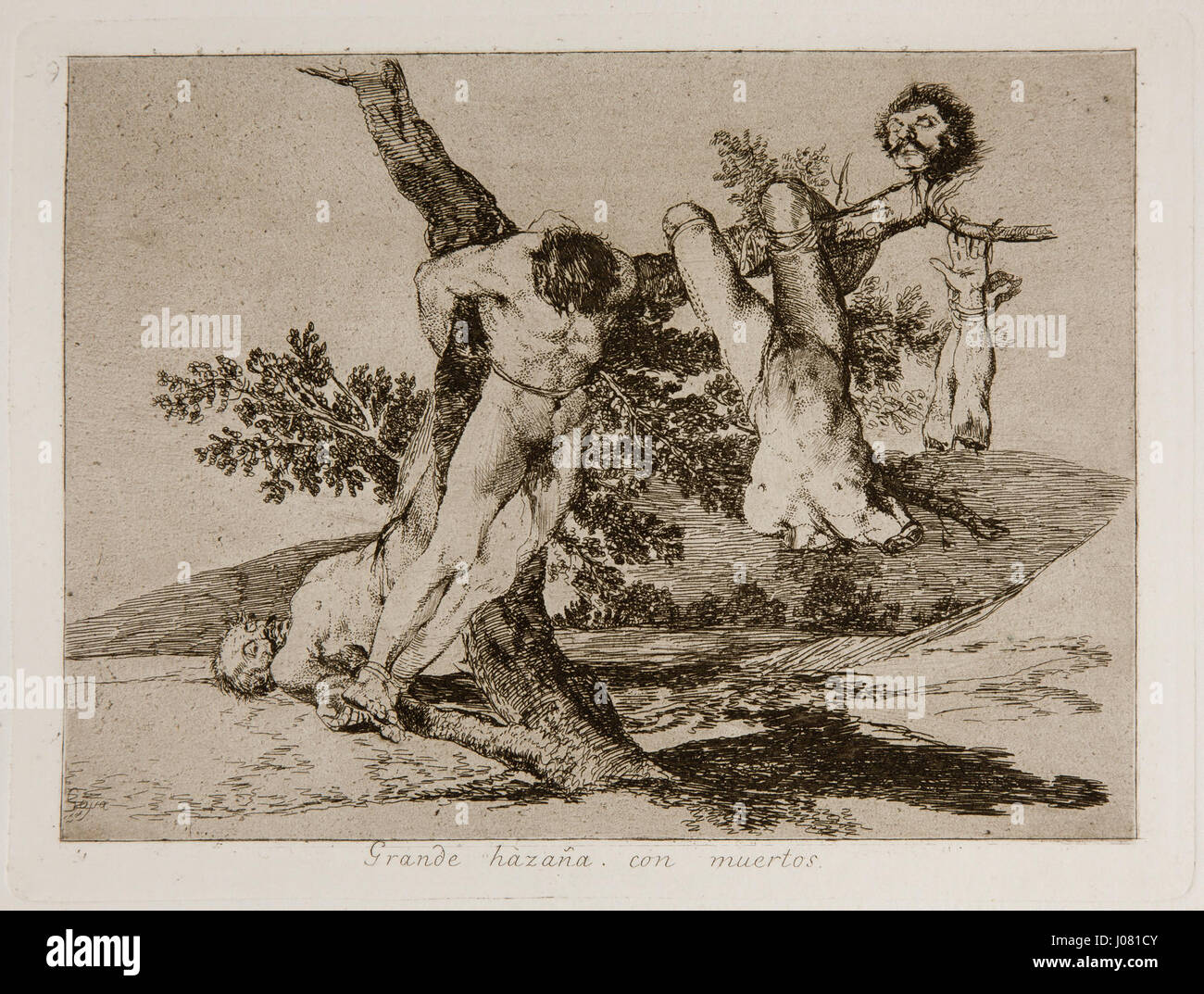 Une peinture intitulée 'Grande hazaña, con muertos' (Grande action, avec des morts) de la série 'Los Desastres de la Guerra' de Francisco Goya, représentant les horreurs de la guerre. Banque D'Images