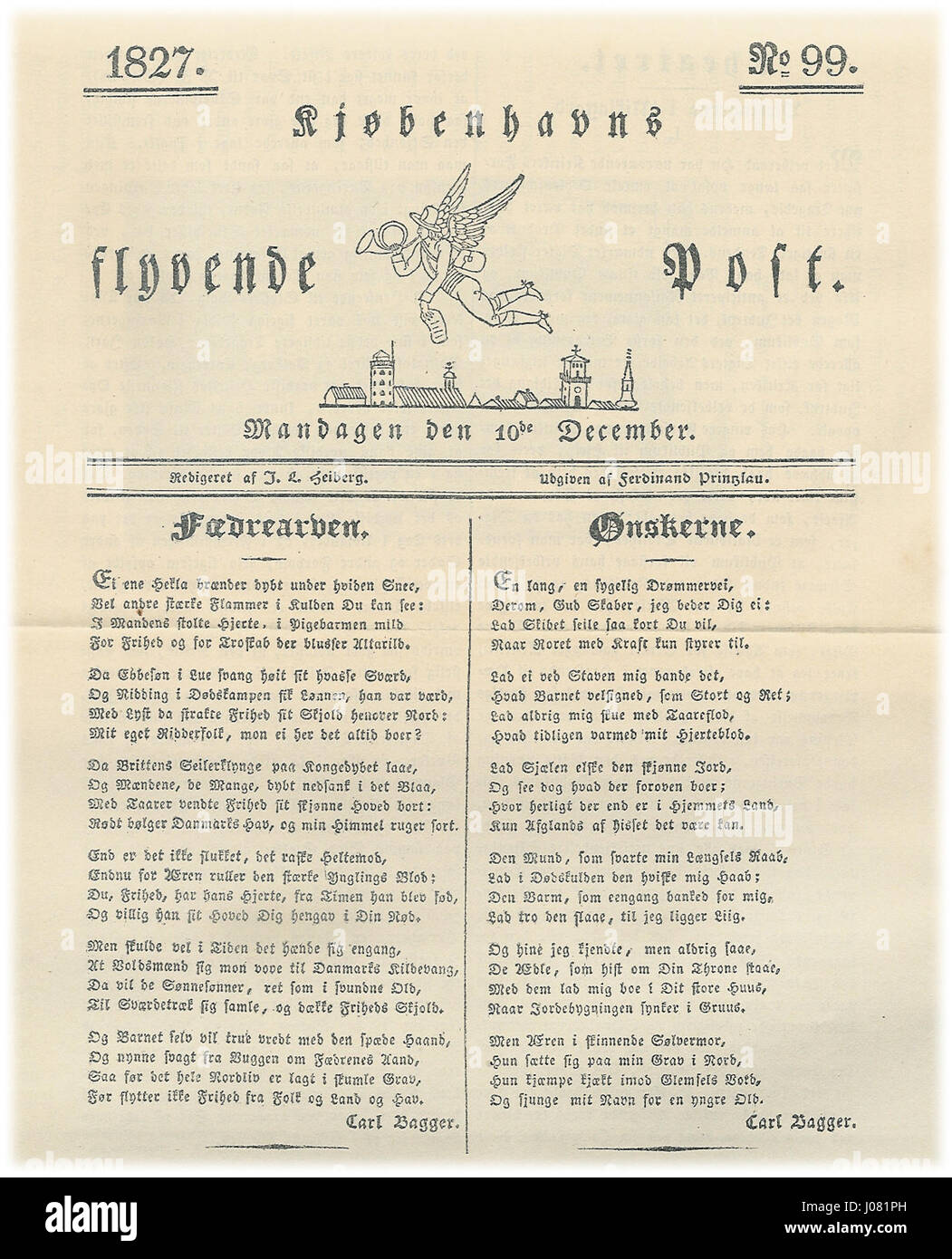 La peinture représente le Copenhagen Flying Post de 1827, une partie importante de l'histoire postale du Danemark, montrant les premiers moyens de transport des lettres à Copenhague. Banque D'Images