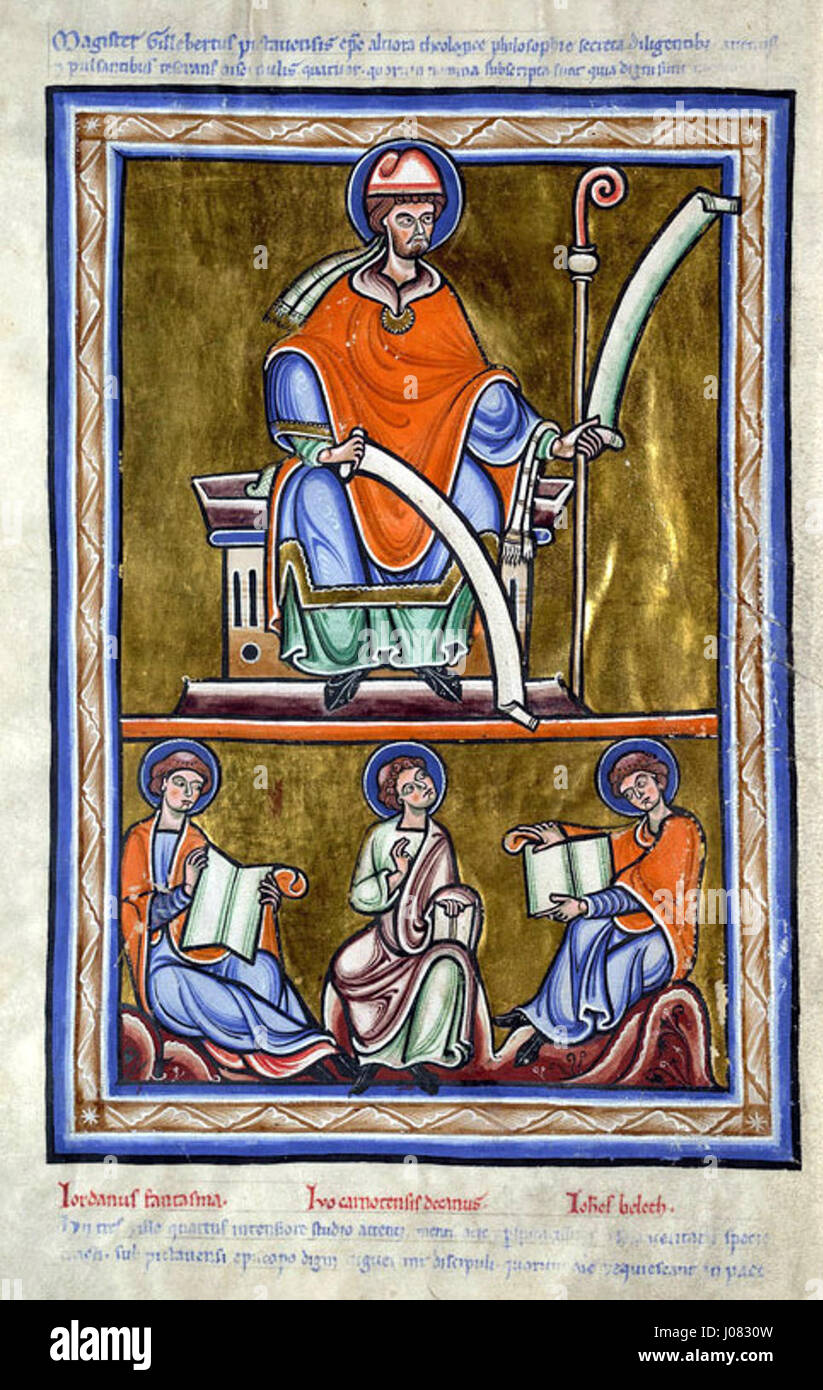 Gilbert de la porrée était un philosophe et théologien, influent au XIIe siècle. Son travail et ses enseignements ont influencé les mouvements religieux et intellectuels, en particulier dans le scolasticisme, à travers ses disciples et leurs enseignements. Banque D'Images