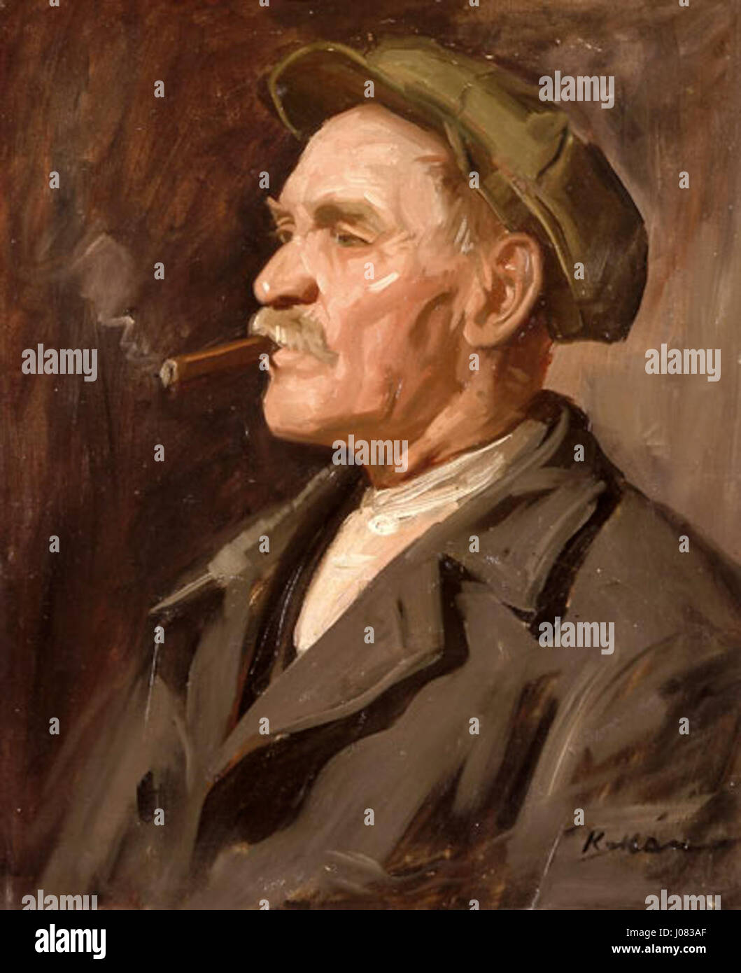 Kukán Portrait d'un homme fumant un cigare Banque D'Images
