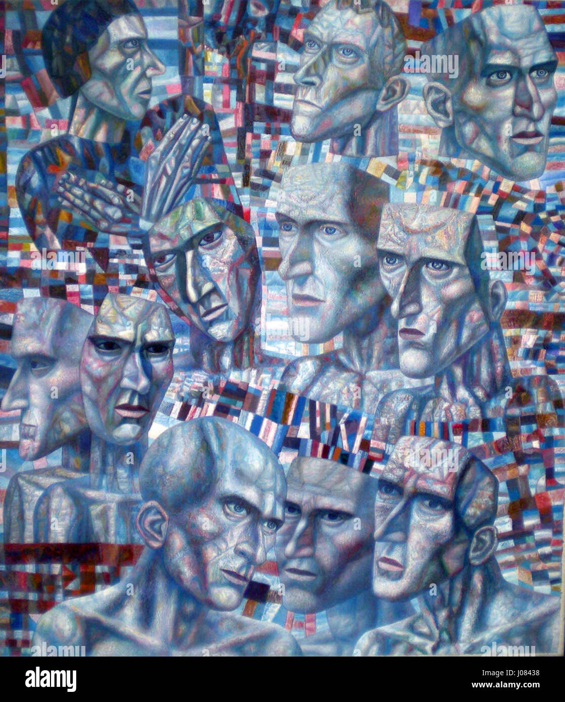 Cet ouvrage représente Dimitri Mendeleev, le célèbre chimiste russe connu pour sa création de la table périodique. L'œuvre représente Mendeleev dans une scène symbolique avec un boa constricteur, faisant référence à son travail sur les éléments et les composés chimiques. Banque D'Images