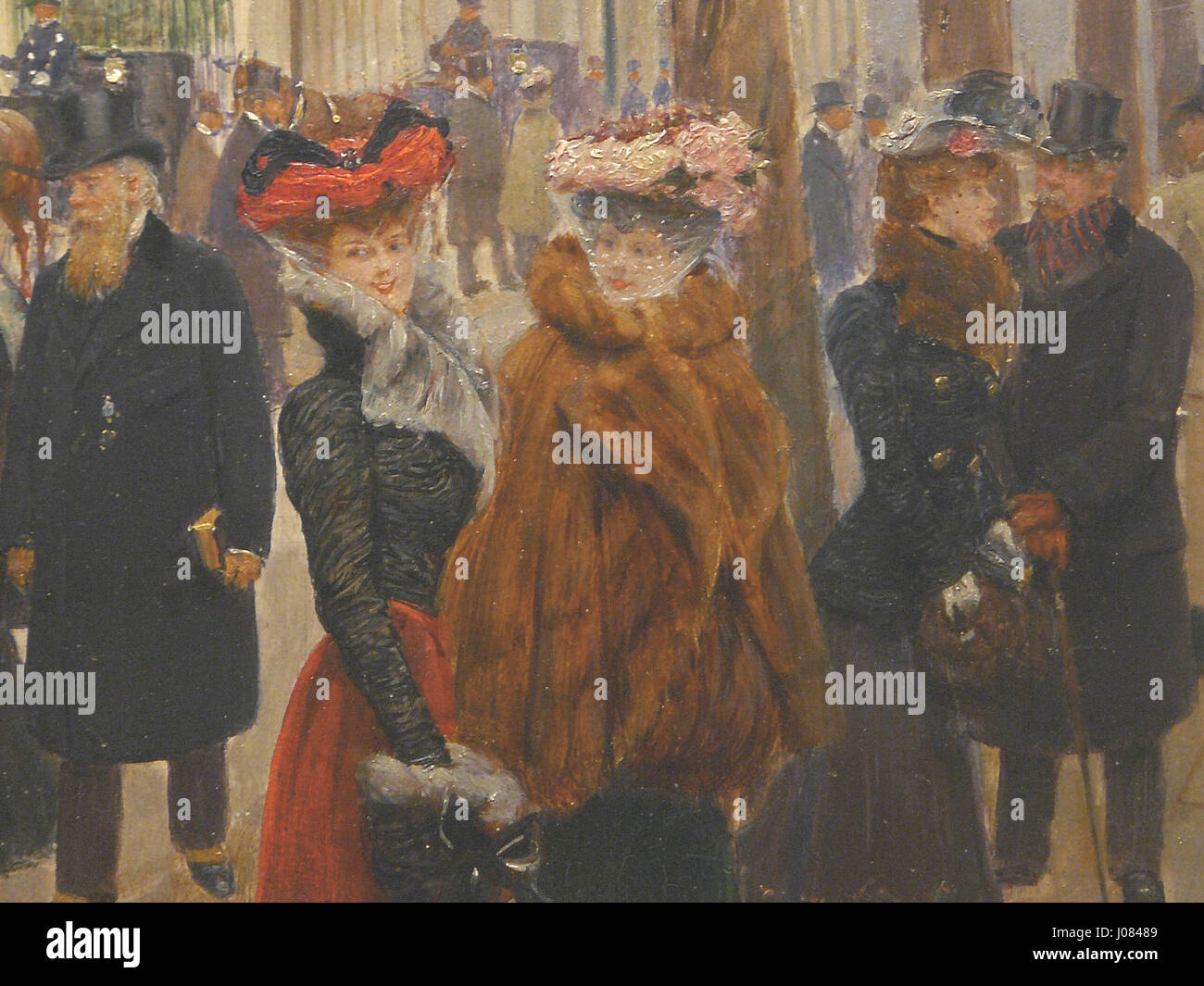 Le tableau de Jean Béraud 'après l'Office' montre une scène à l'intérieur de l'église Sainte-Trinité après un service religieux. Le détail capture la congrégation et l'ambiance tranquille post-service. Banque D'Images