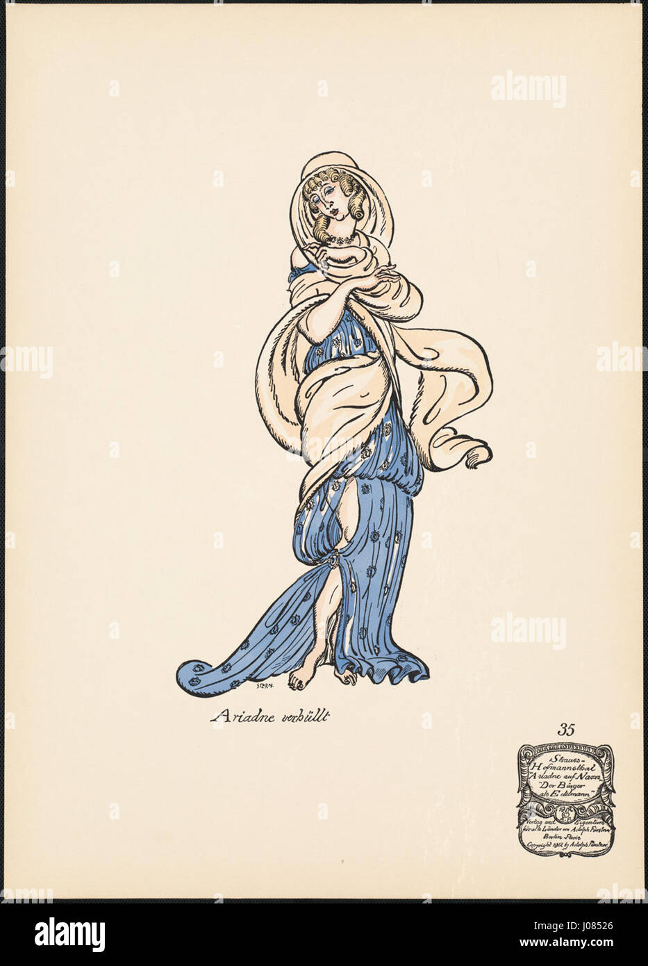 L'œuvre d'art 'Ariadne verhüllt' est conservée à la Bibliothèque publique de Boston et représente la figure mythologique grecque Ariadne. La peinture représente Ariane, drapée d'un voile, symbolisant les thèmes du mystère et de l'abandon, réfléchissant sur son histoire dans la mythologie grecque antique. Banque D'Images