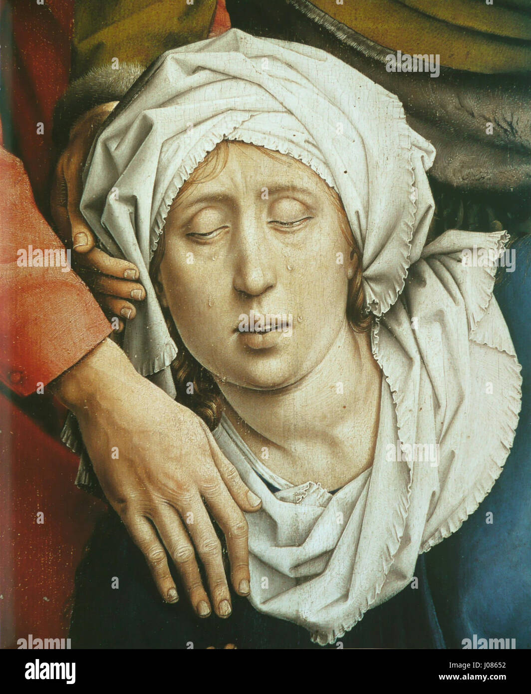 La déposition de Rogier van der Weyden illustre le moment où le corps du Christ est enlevé de la croix, une scène emblématique de l’art chrétien et un excellent exemple de la peinture de la Renaissance du Nord. Banque D'Images
