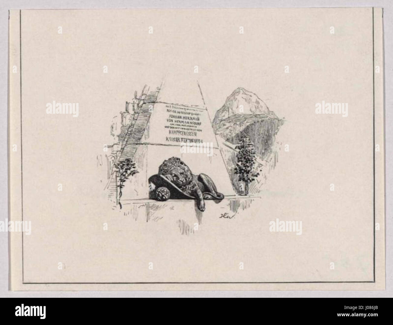 Le monument du capitaine Johann von Hermann-Hermannsdorf, conçu par Hugo Charlemont, commémore une figure militaire importante. La pièce reflète l'importance historique et culturelle des monuments militaires dans l'Europe du XIXe siècle. Banque D'Images