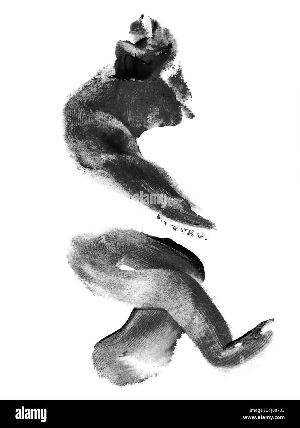 Aquarelle noire blot isolé sur fond blanc. Aquarelle blot pour votre conception de logo, emblème, la bannière. Banque D'Images