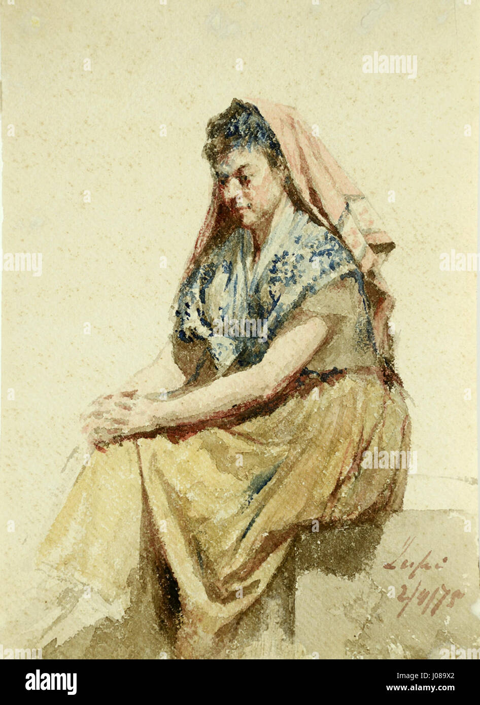 Mulher sentada (femme assise) de Miguel Ângelo Lupi représente la figure d'une femme assise dans une pose naturaliste. Lupi, un sculpteur italien, capture la grâce et l'équilibre de la forme féminine dans cette sculpture finement détaillée, reflétant sa maîtrise dans la représentation de l'anatomie humaine et de l'émotion. Banque D'Images