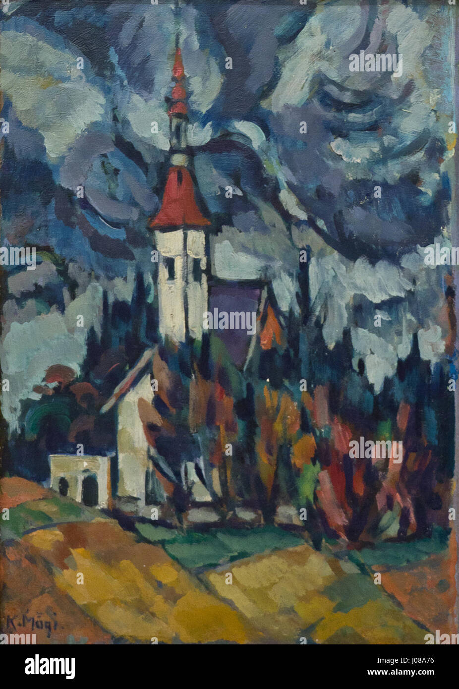 La Otepää Kirik (église de Otepää) en Estonie, connue pour son importance historique et son architecture médiévale, est représentée dans l'art comme un symbole du patrimoine religieux et culturel de la région. Banque D'Images