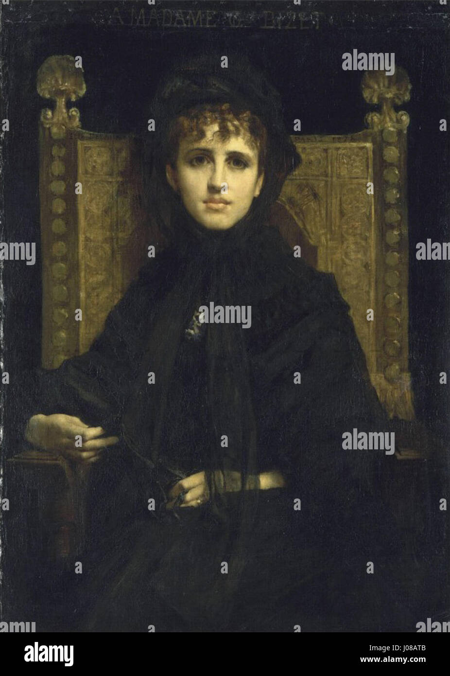 Ce portrait de Madame Georges Bizet par Jules-Élie Delaunay capture l’élégance de l’épouse du célèbre compositeur. L’œuvre reflète le délicat rendu de la lumière et de la forme de Delaunay, mettant en valeur les portraits raffinés typiques des français du XIXe siècle Banque D'Images