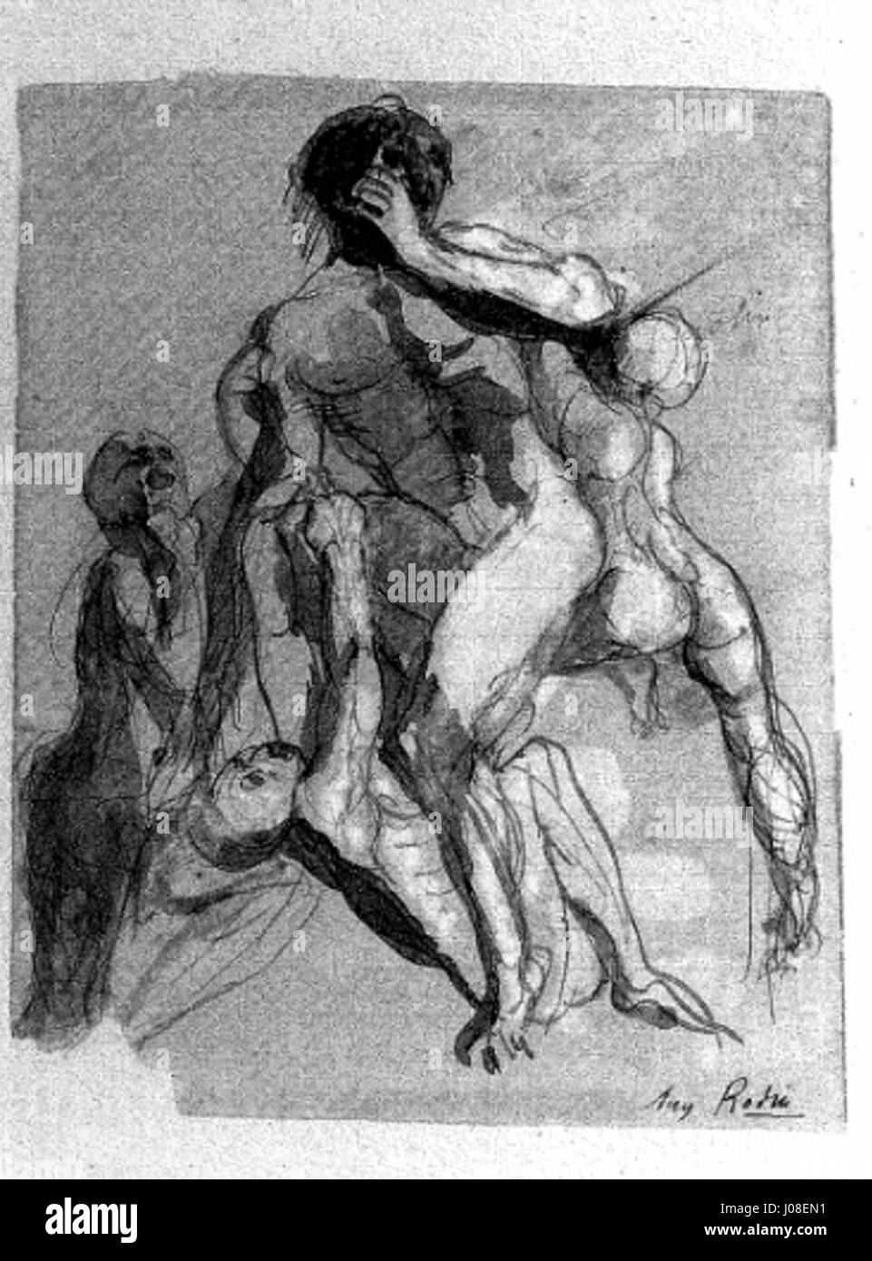 Ugolino et ses fils d'Auguste Rodin dépeint la scène douloureuse de l'Inferno de Dante, où Ugolino est montré avec ses fils dans un moment d'angoisse profonde. Banque D'Images