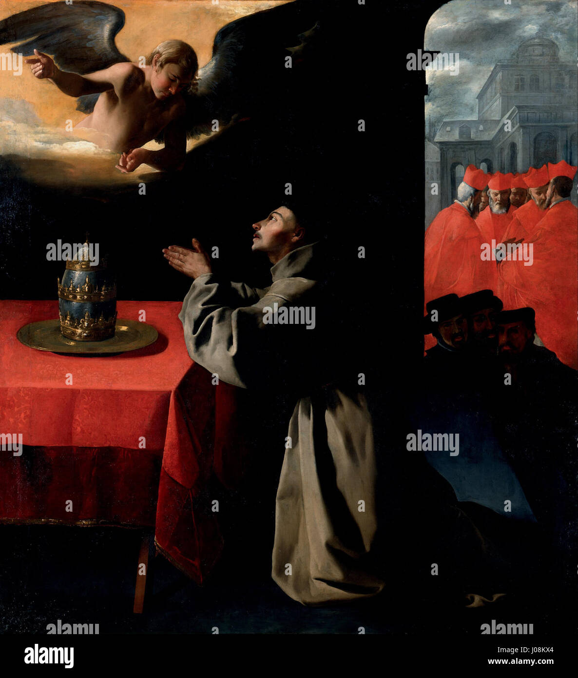 Francisco de Zurbarán - La prière de saint Bonaventure sur la sélection du nouveau Pape - Banque D'Images