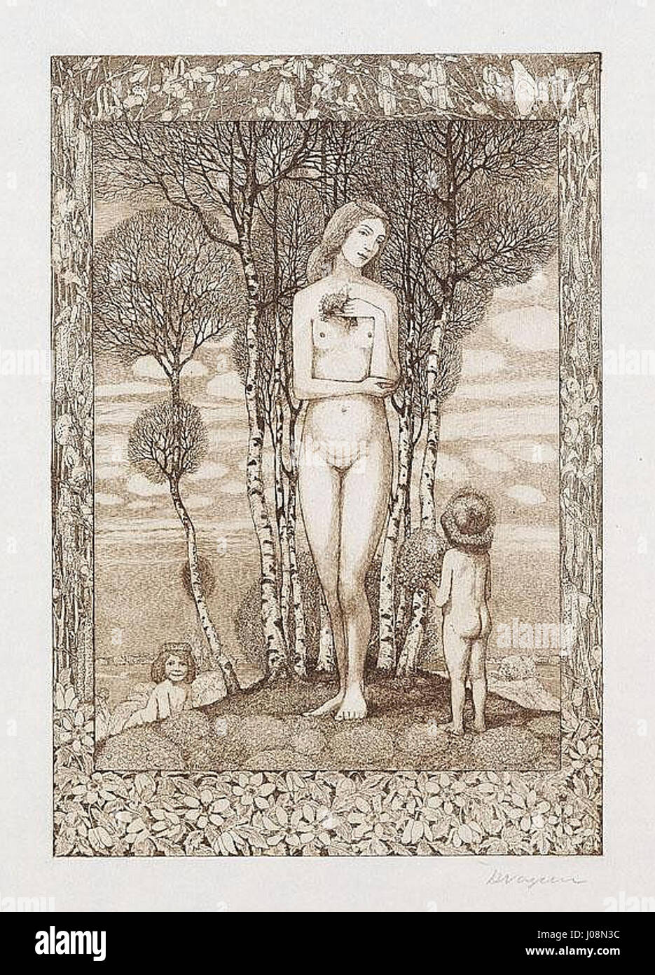 'Frühlingsmärchen' (conte de fées printanières) de Heinrich Vogeler, peint en 1912, capture l'essence du printemps à travers un paysage rêveur et magique. La pièce est caractéristique du style symboliste de Vogeler, mêlant nature et fantasme, évoquant un sentiment de renouveau et de beauté dans la nature. Banque D'Images 'Frühlingsmärchen' (conte de fées printanières) de Heinrich Vogeler, peint en 1912, capture l'essence du printemps à travers un paysage rêveur et magique. La pièce est caractéristique du style symboliste de Vogeler, mêlant nature et fantasme, évoquant un sentiment de renouveau et de beauté dans la nature. Banque D'Images