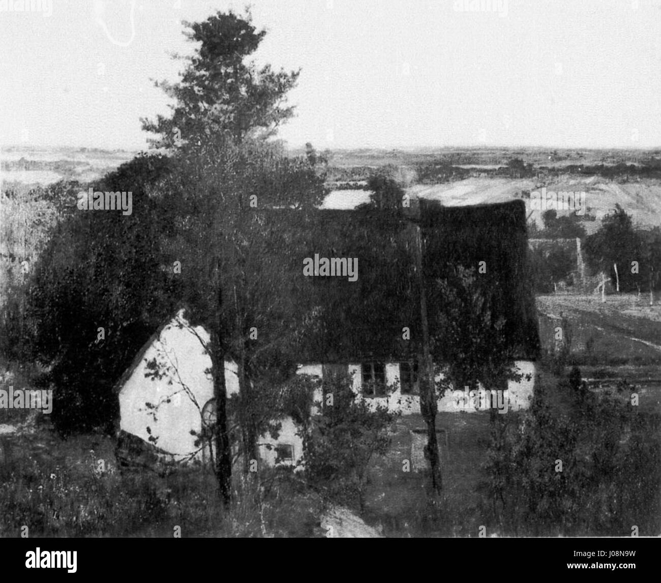 « Des Künstlers Haus in Worpswede » (ma maison) de Heinrich Vogeler est une représentation de la maison de l'artiste, reflétant la vie de l'artiste allemand dans le village rural de Worpswede. La peinture capture l'environnement simple et serein où Vogeler a trouvé l'inspiration. Banque D'Images « Des Künstlers Haus in Worpswede » (ma maison) de Heinrich Vogeler est une représentation de la maison de l'artiste, reflétant la vie de l'artiste allemand dans le village rural de Worpswede. La peinture capture l'environnement simple et serein où Vogeler a trouvé l'inspiration. Banque D'Images