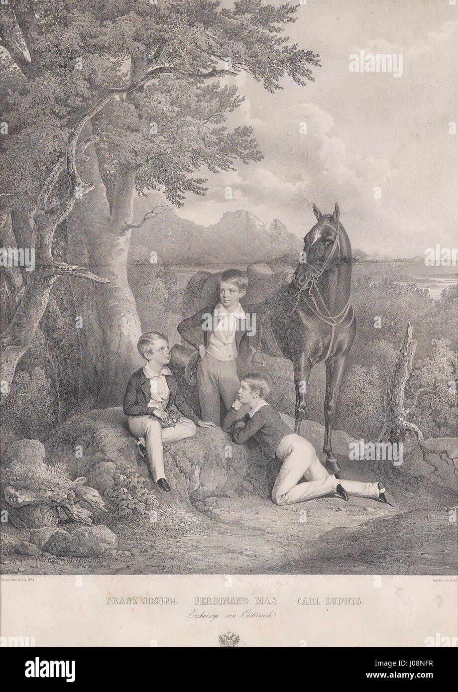 Josef Kriehuber Die Erzherzöge Joseph Franz Ferdinand - Max - Carl Ludwig 1844 Banque D'Images
