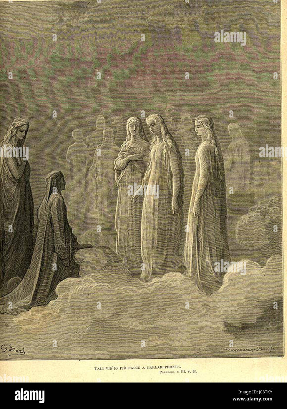 Paradiso III, 16, La Lune, une illustration du Paradiso de Dante, par Gustave Doré, un artiste et graveur français du XIXe siècle. Banque D'Images