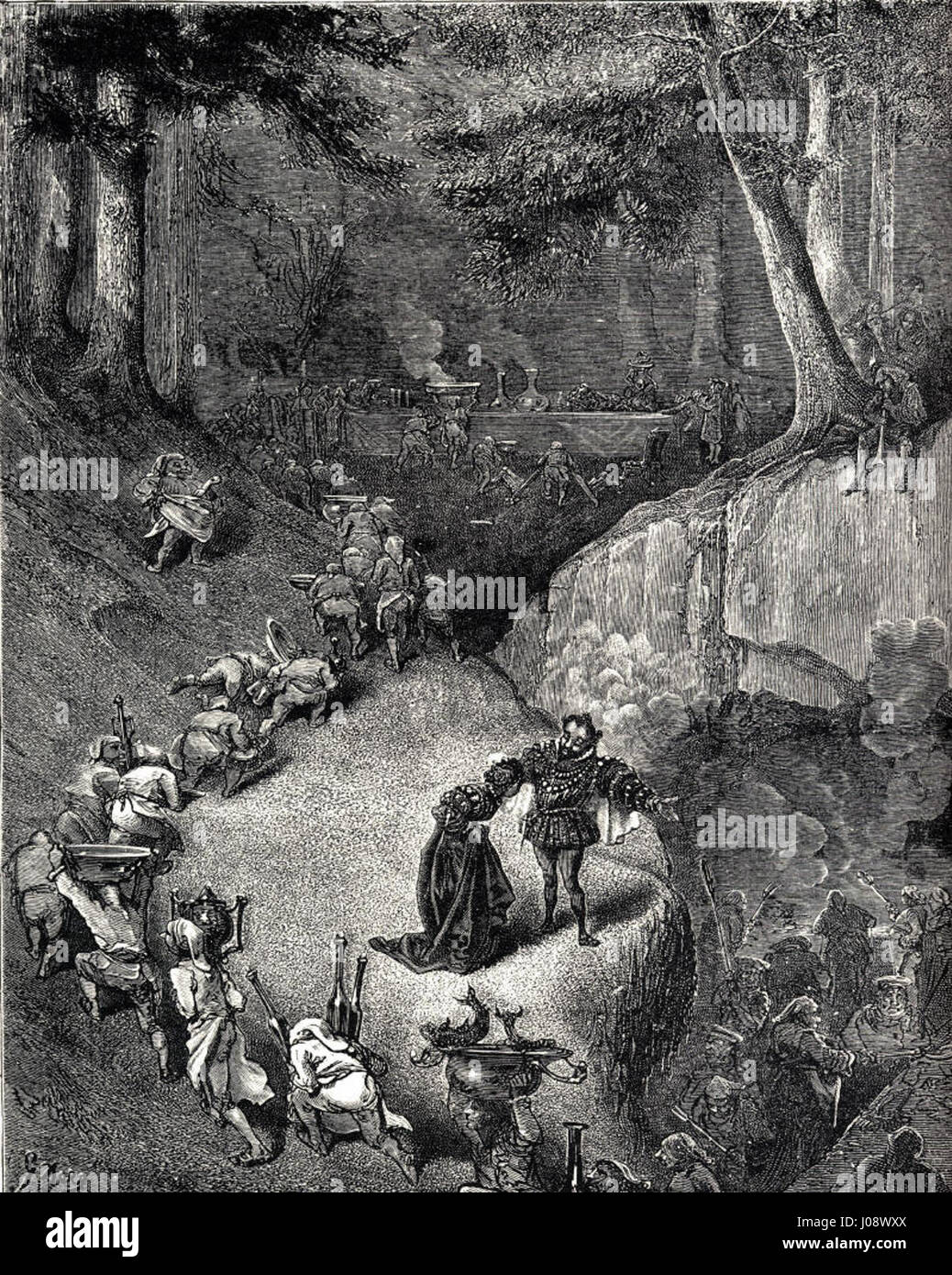 Riquet à la Houppe, une illustration de Gustave Doré, un artiste français, pour le conte de fées de Charles Perrault, tiré de l'édition de 1867 des Contes de Perrault, d'après la collection de 1697 Histoires ou Contes du Temps passé : Les Contes de ma Mère l'Oye. Banque D'Images