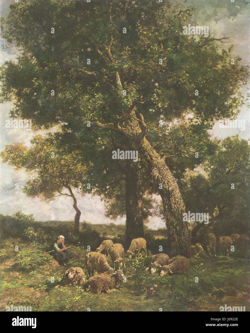 Charles-Émile Jacque 001 fait probablement référence à une œuvre spécifique de l'artiste français Charles-Émile Jacque, connu pour ses représentations des animaux et de la vie rurale, mettant en valeur des œuvres d'art naturalistes et détaillées. Banque D'Images