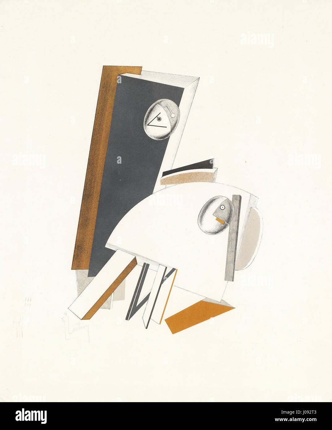 Le 'Žngstliche Litho' (lithographie anxieuse) d'El Lissitzky de 1923 illustre le style abstrait et constructiviste de l'artiste. La lithographie présente des formes géométriques et une utilisation expérimentale de l'espace et de la forme, typiques du mouvement d'avant-garde soviétique. Banque D'Images