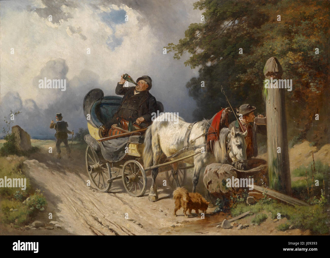 'Jedem Seine Stärkung' d'Adolf van der Venne est une peinture qui reflète l'intérêt de l'artiste pour les thèmes sociaux et la condition humaine. L’œuvre met en scène des individus dans diverses situations, suggérant l’importance de la nourriture et de la force dans la vie quotidienne. Banque D'Images