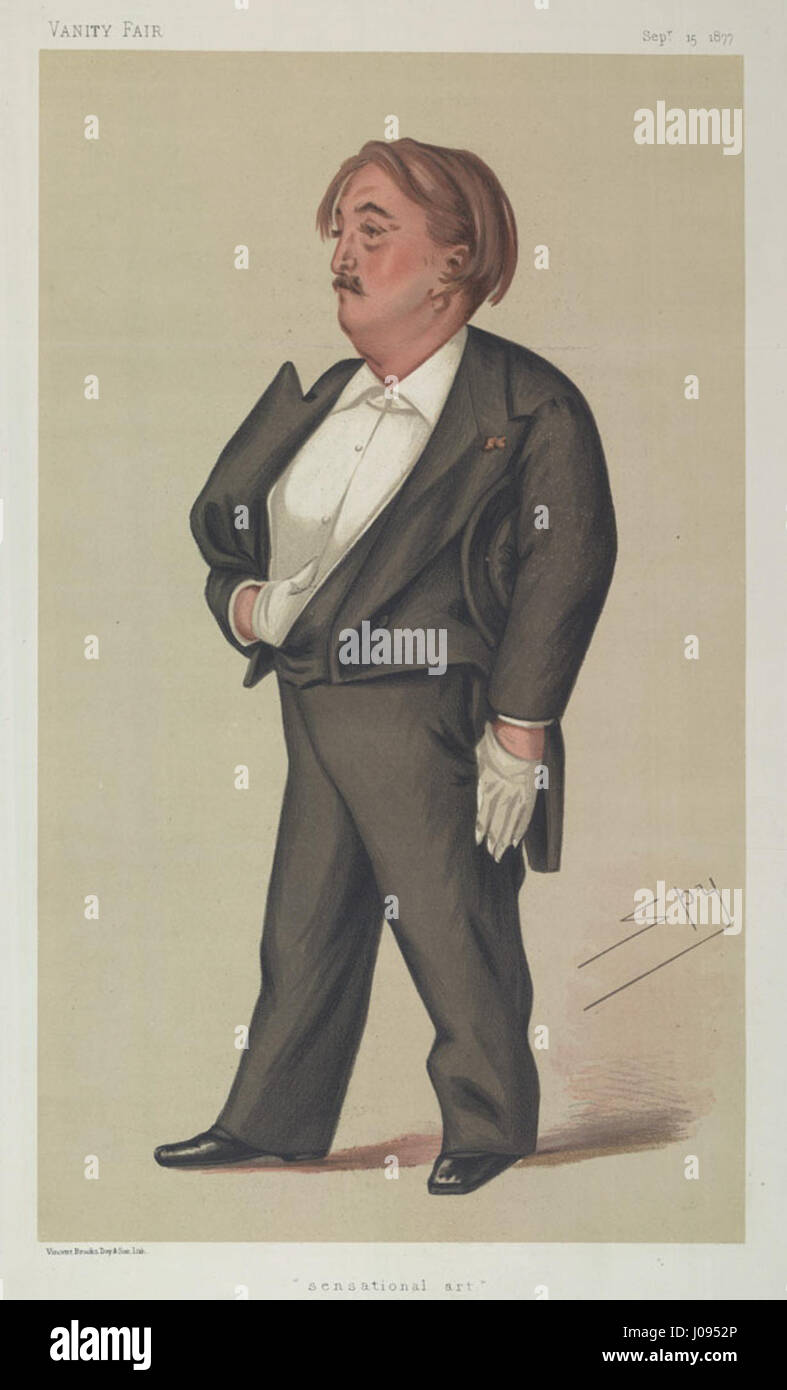 Paul Gustave Doré, artiste et illustrateur français, caricaturé par « Spy » Leslie Ward dans Vanity Fair, le 15 septembre 1877, sous le titre « Men of the Day No. 158 », avec la légende « sensational art ». Banque D'Images
