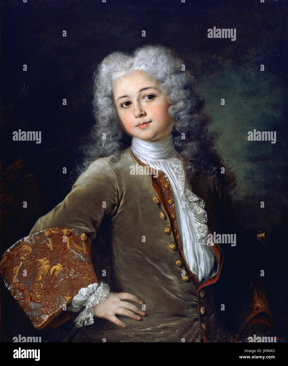 'Portrait d'un jeune homme avec une perruque' de Nicolas de Largillière est un portrait baroque mettant en valeur le jeune sujet dans un cadre formel, soulignant les détails de la perruque et des vêtements. Banque D'Images 'Portrait d'un jeune homme avec une perruque' de Nicolas de Largillière est un portrait baroque mettant en valeur le jeune sujet dans un cadre formel, soulignant les détails de la perruque et des vêtements. Banque D'Images