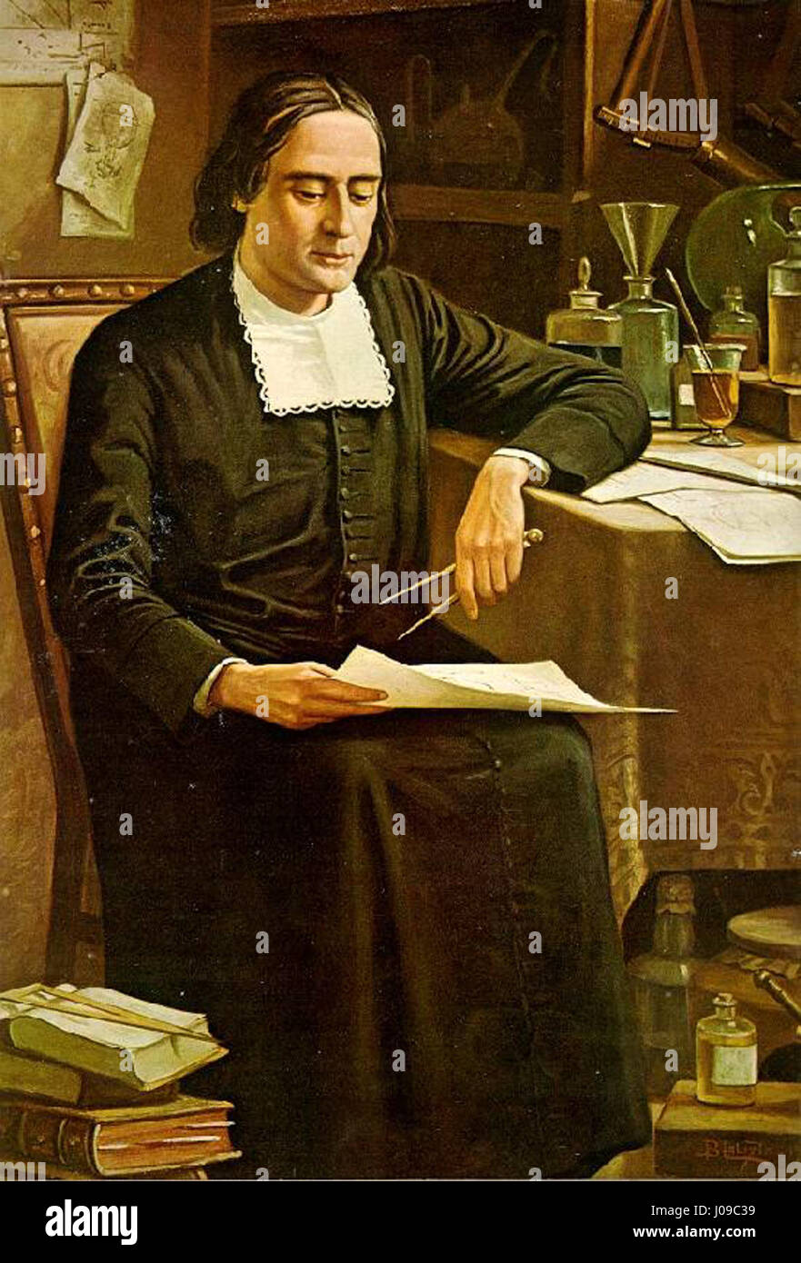 Bartolomeu Lourenço de Gusmão (1685-1724) est un prêtre portugais, diplomate et pionnier de l'aéronautique. Il est renommé pour ses premières expériences de vol plus léger que l'air, notamment la démonstration d'une petite montgolfière en 1709, qui marqua une avancée significative dans l'aéronautique. Banque D'Images