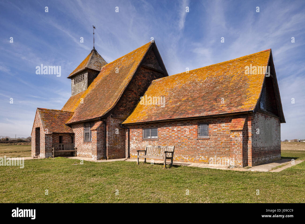 Le 18e siècle, l'église de St Thomas Becket à Fairfield, UN Romney Marsh, Kent, Angleterre, encore en usage aujourd'hui Banque D'Images