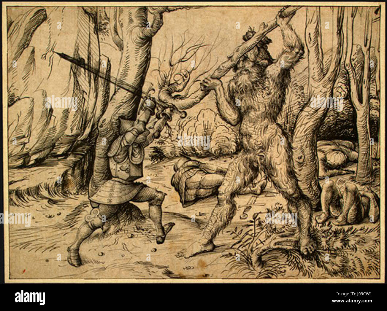 La lutte dans la forêt (Hans Burgkmair d. Ä.) Banque D'Images