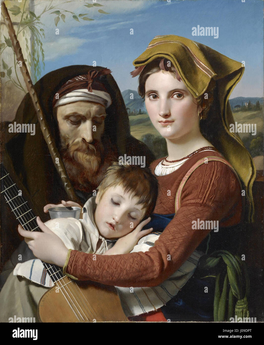 La « famille de bergers romains dans la Campagna » de François-Joseph Navez représente une scène pastorale d’une famille de bergers dans la campagne italienne, illustrant la vie rurale au XIXe siècle. Banque D'Images