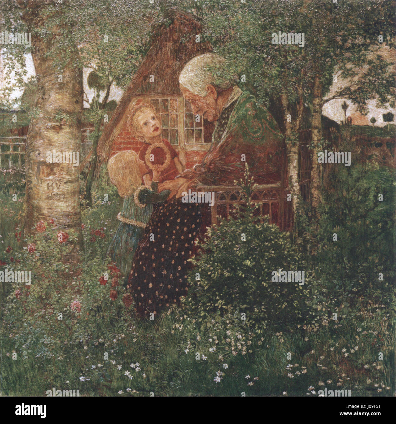 « Die Märchenerzählerin » de Heinrich Vogeler, peint en 1907, représente un conteur narrant des contes de fées. L'œuvre met l'accent sur le récit et l'atmosphère intime créés par le conteur, caractéristiques de l'expressionnisme allemand du début du XXe siècle. Banque D'Images « Die Märchenerzählerin » de Heinrich Vogeler, peint en 1907, représente un conteur narrant des contes de fées. L'œuvre met l'accent sur le récit et l'atmosphère intime créés par le conteur, caractéristiques de l'expressionnisme allemand du début du XXe siècle. Banque D'Images