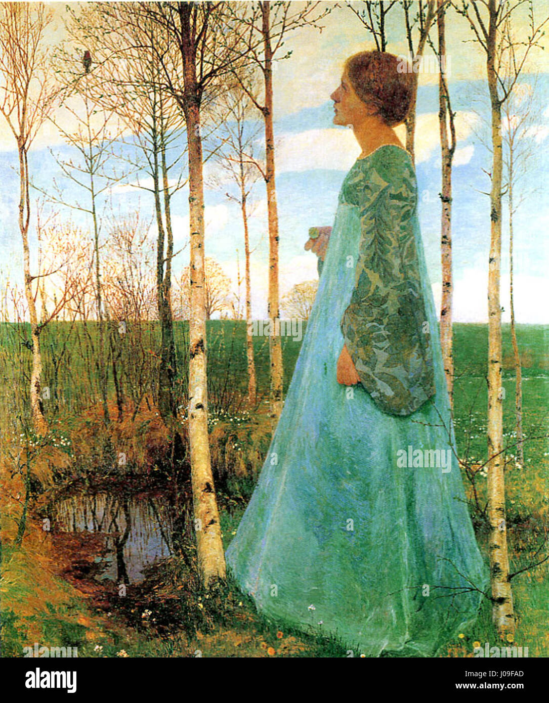 'Frühling' (printemps) de Heinrich Vogeler de 1897 représente un paysage paisible avec des éléments naturels et une atmosphère sereine. La peinture reflète le lien de l'artiste avec la nature et la transformation saisonnière. Banque D'Images 'Frühling' (printemps) de Heinrich Vogeler de 1897 représente un paysage paisible avec des éléments naturels et une atmosphère sereine. La peinture reflète le lien de l'artiste avec la nature et la transformation saisonnière. Banque D'Images