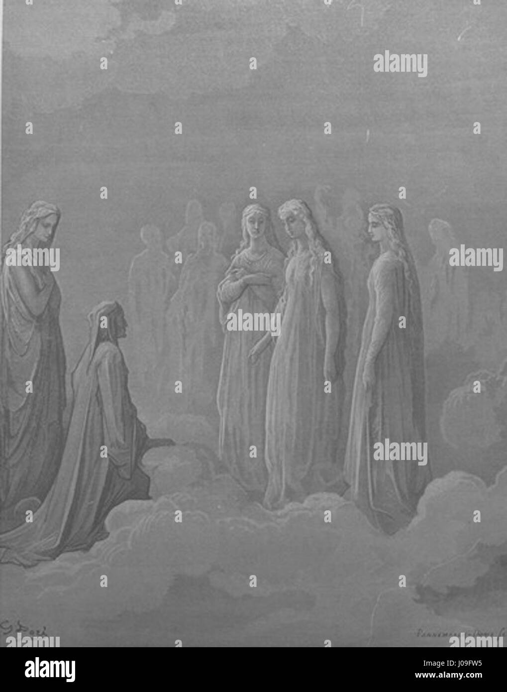 Paradiso III, 16, La Lune, une illustration du XIXe siècle par Gustave Doré, un artiste et graveur français. Banque D'Images