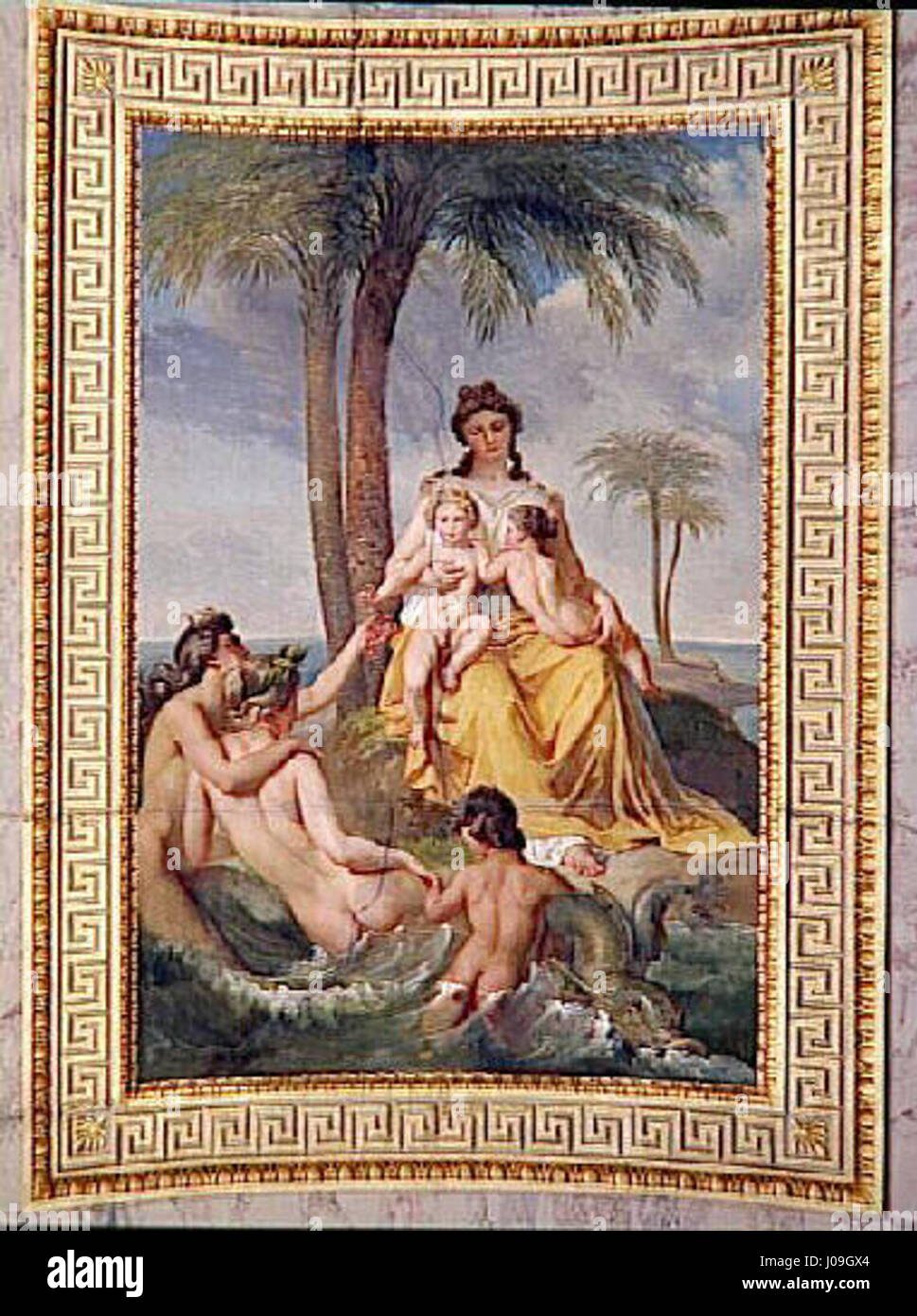 Naissance de Diane et d'Apollon sous le palmier de l'île de Délos Banque D'Images