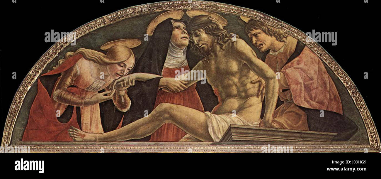 Le 'Pietà 2' est un chef-d'œuvre situé dans la Galerie des Offices de Florence. Il représente la Vierge Marie tenant le corps du Christ, capturant une profonde intensité émotionnelle et symbolisme religieux, typique de la Renaissance Cette pièce met l'accent sur les thèmes de la souffrance et de la rédemption. Banque D'Images