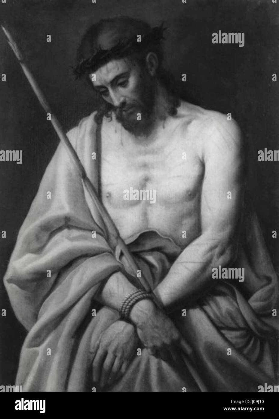 « Ecce Homo » d’un peintre Lombard anonyme est une représentation de la souffrance du Christ avant sa crucifixion. L’œuvre met en valeur l’expression émotionnelle du Christ et est un exemple important de l’art religieux de la région Lombard. La peinture capture le moment dramatique du Christ dans un moment de réflexion, souvent associé à la passion du Christ. Banque D'Images