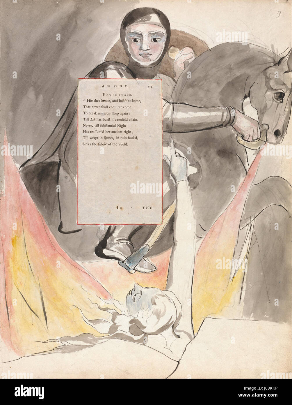 William Blake Les poèmes de Thomas Gray, Design 85, la descente de Odin Photo Stock Alamy